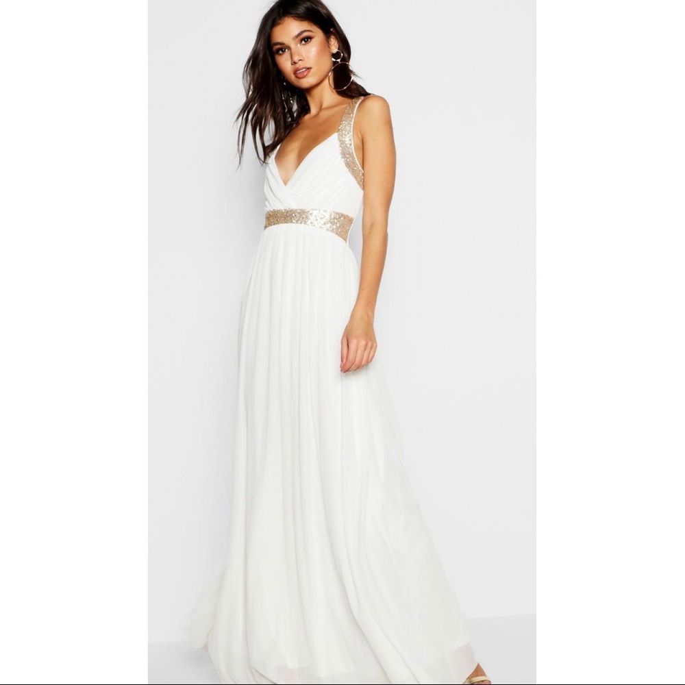 Sequin Panel Maxi Dress